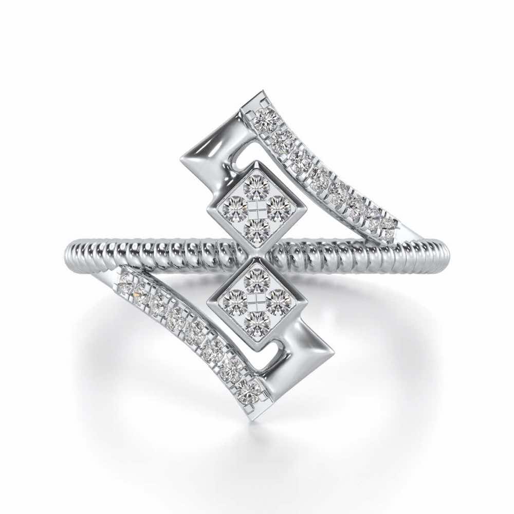 Tribal Square Silver Ring - White Gold - Image 4