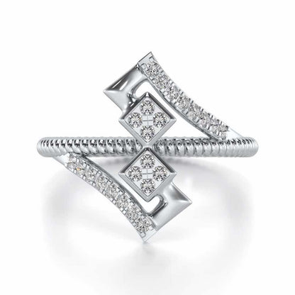 Tribal Square Silver Ring - White Gold - Image 4