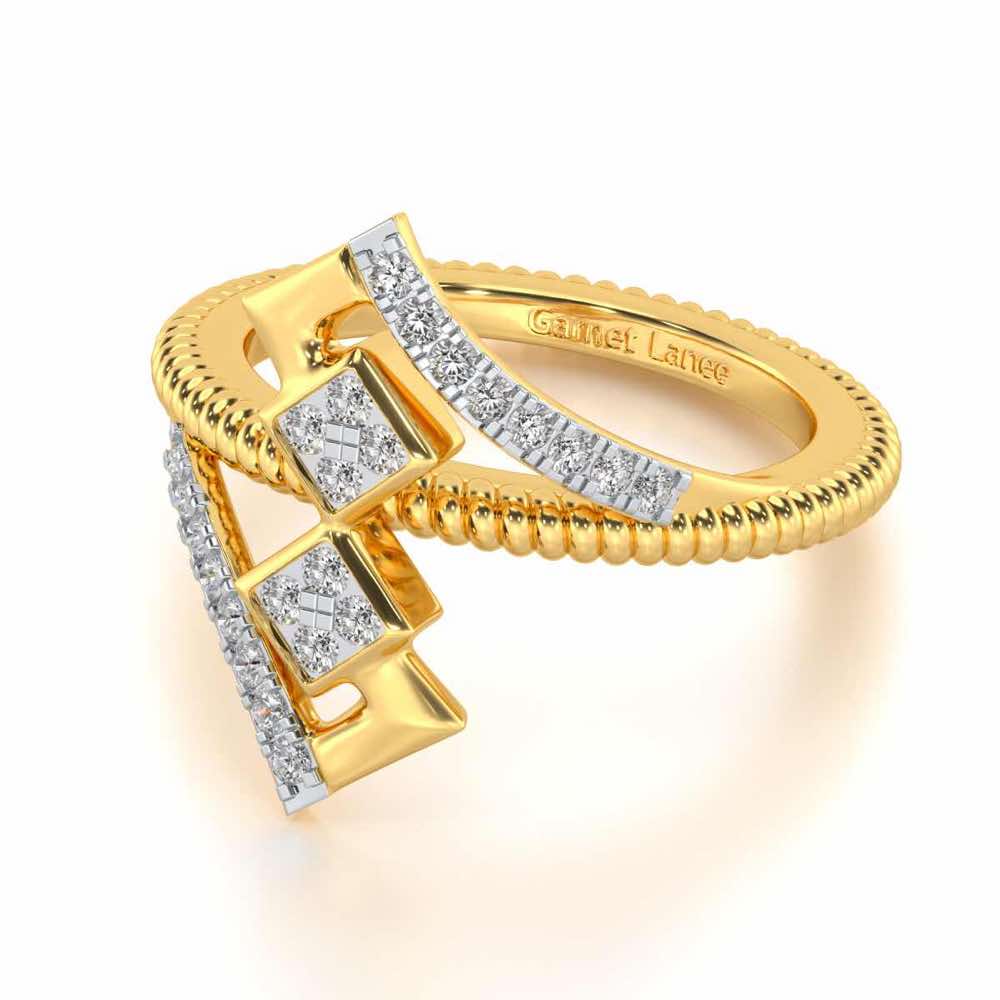 Tribal Square Silver Ring - Yellow Gold - Image 2