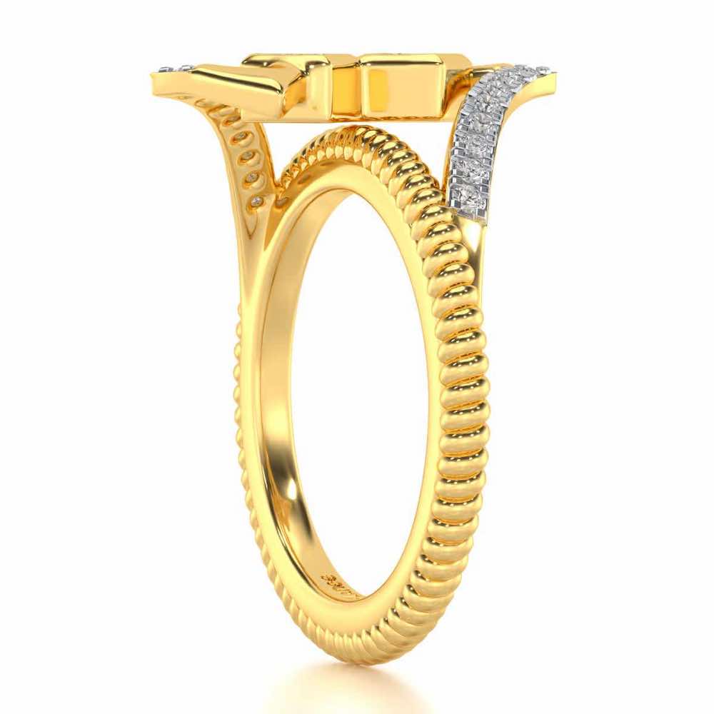 Tribal Square Silver Ring - Yellow Gold - Image 3