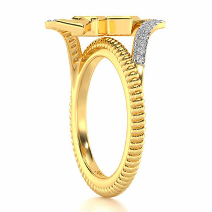 Tribal Square Silver Ring - Yellow Gold - Image 3