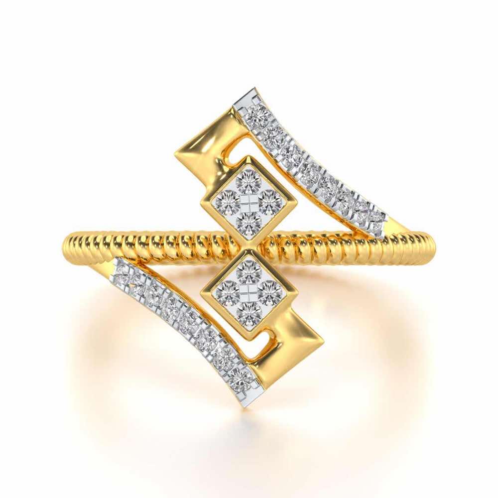 Tribal Square Silver Ring - Yellow Gold - Image 4