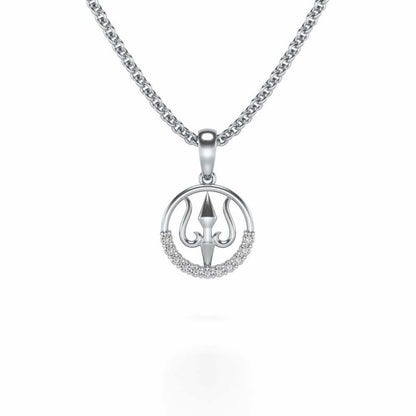 Trident Silver Pendant - White Gold - Image 1