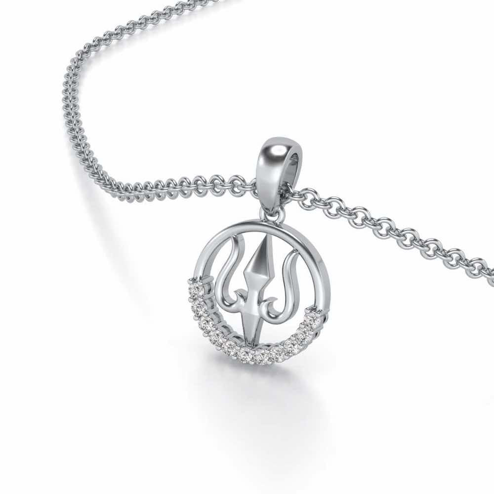 Trident Silver Pendant - White Gold - Image 2