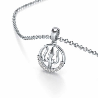 Trident Silver Pendant - White Gold - Image 2