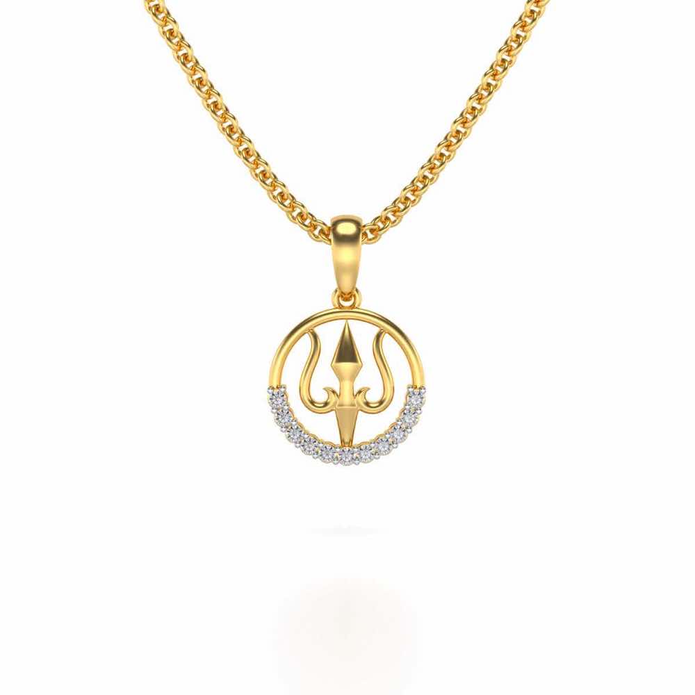 Trident Silver Pendant - Yellow Gold - Image 1
