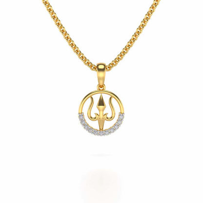 Trident Silver Pendant - Yellow Gold - Image 1