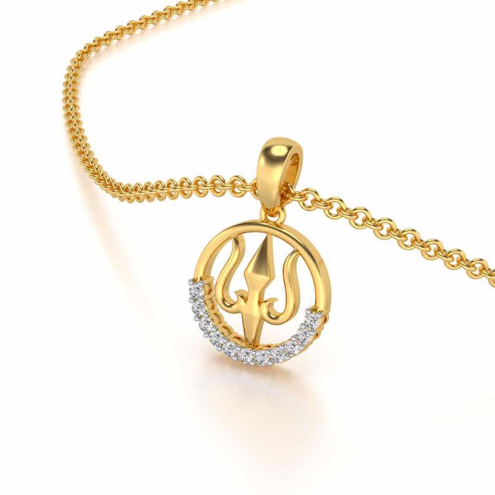 Trident Silver Pendant - Yellow Gold - Image 2