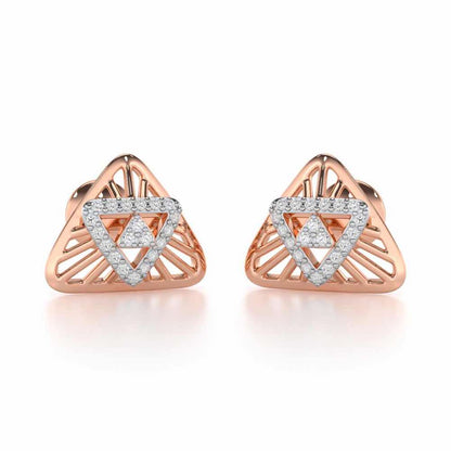 Trigon Mandala Silver Earrings - Rose Gold - Image 1