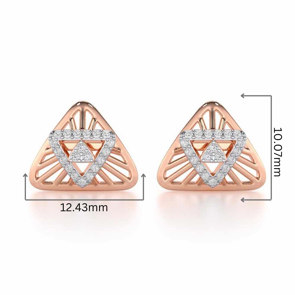 Trigon Mandala Silver Earrings - Rose Gold - Image 2