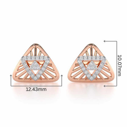 Trigon Mandala Silver Earrings - Rose Gold - Image 2