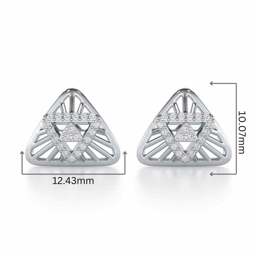 Trigon Mandala Silver Earrings - White Gold - Image 2