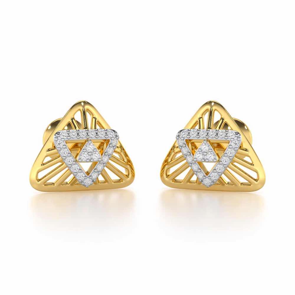 Trigon Mandala Silver Earrings - Yellow Gold - Image 1