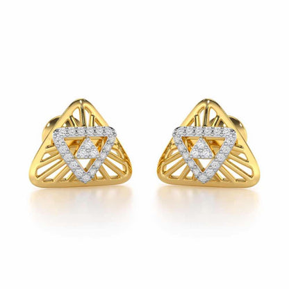 Trigon Mandala Silver Earrings - Yellow Gold - Image 1