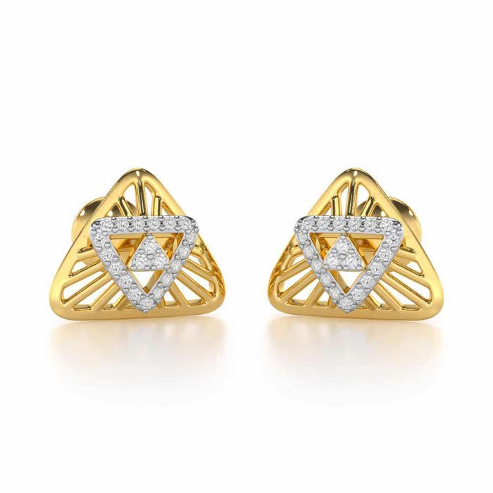 Trigon Mandala Silver Earrings - Yellow Gold - Image 1
