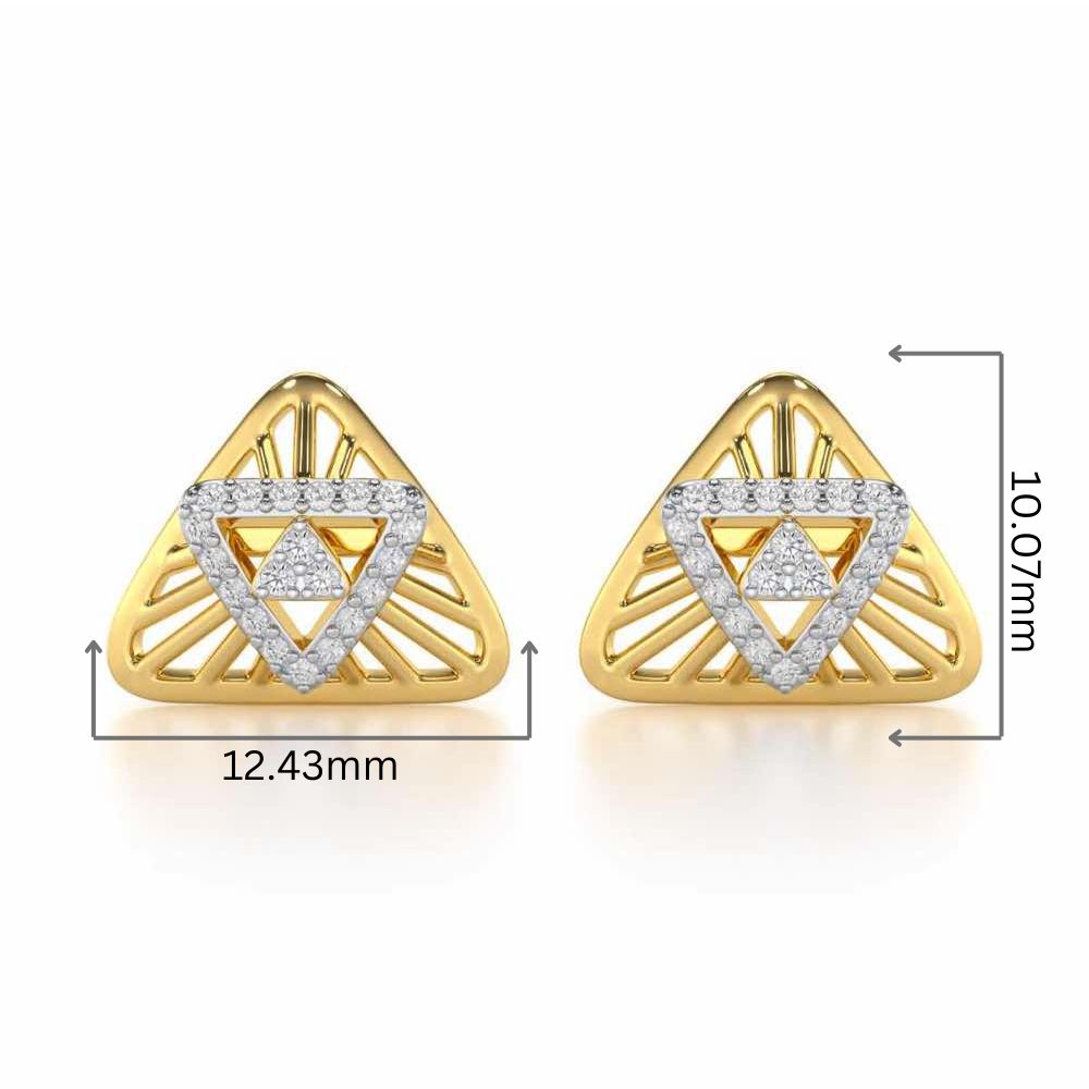 Trigon Mandala Silver Earrings - Yellow Gold - Image 2
