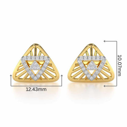 Trigon Mandala Silver Earrings - Yellow Gold - Image 2