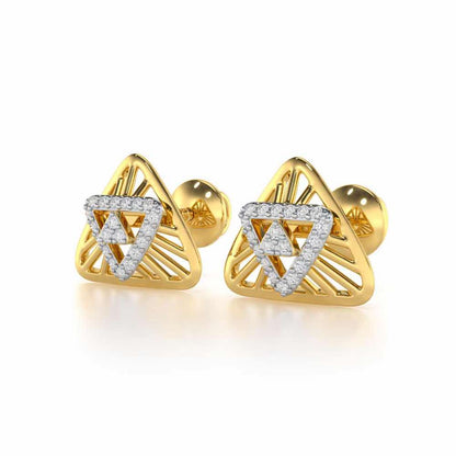 Trigon Mandala Silver Earrings - Yellow Gold - Image 3