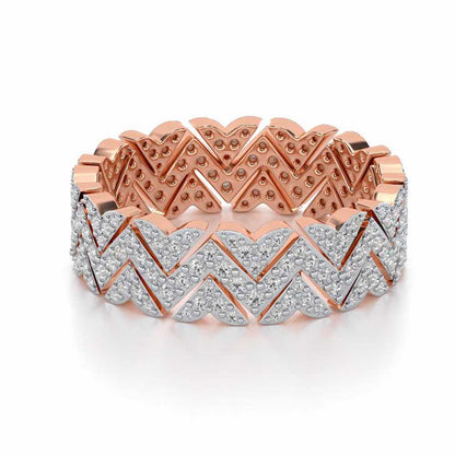 Trigon Wave Silver Band Ring - Rose Gold - Image 2