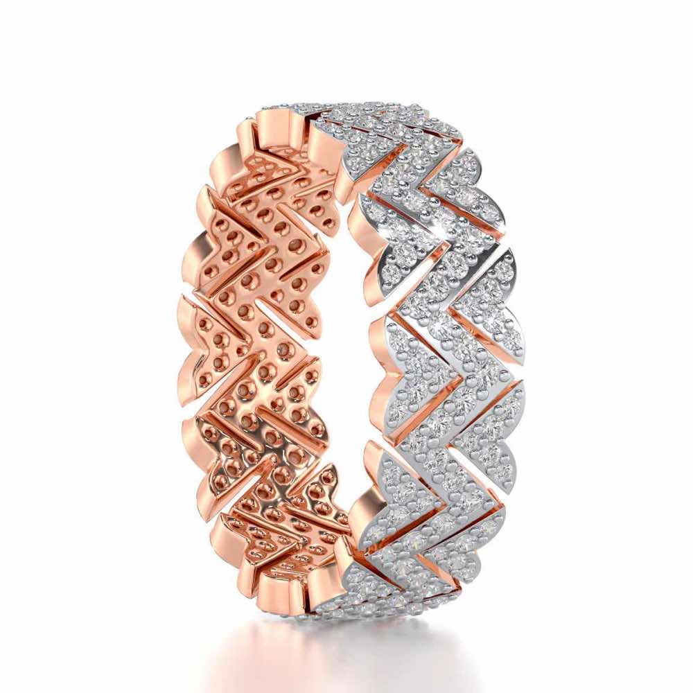 Trigon Wave Silver Band Ring - Rose Gold - Image 3