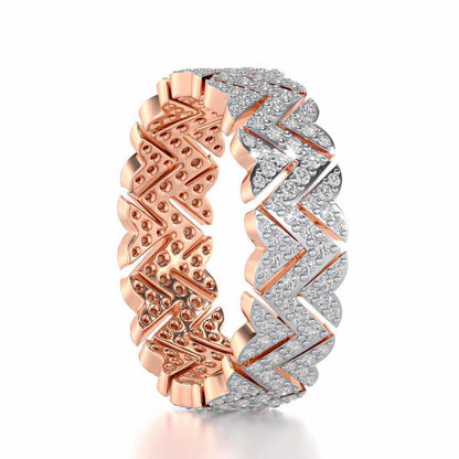 Trigon Wave Silver Band Ring - Rose Gold - Image 3