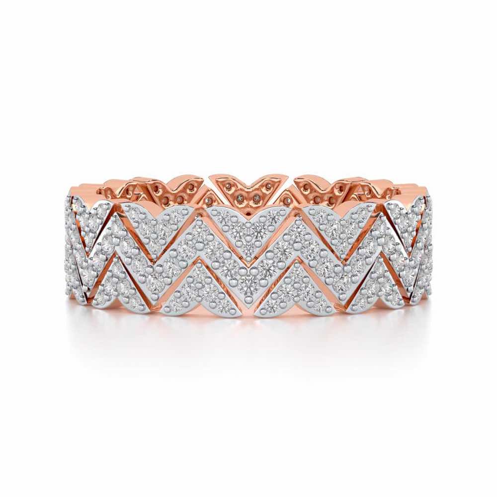 Trigon Wave Silver Band Ring - Rose Gold - Image 4