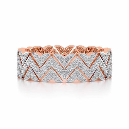 Trigon Wave Silver Band Ring - Rose Gold - Image 4