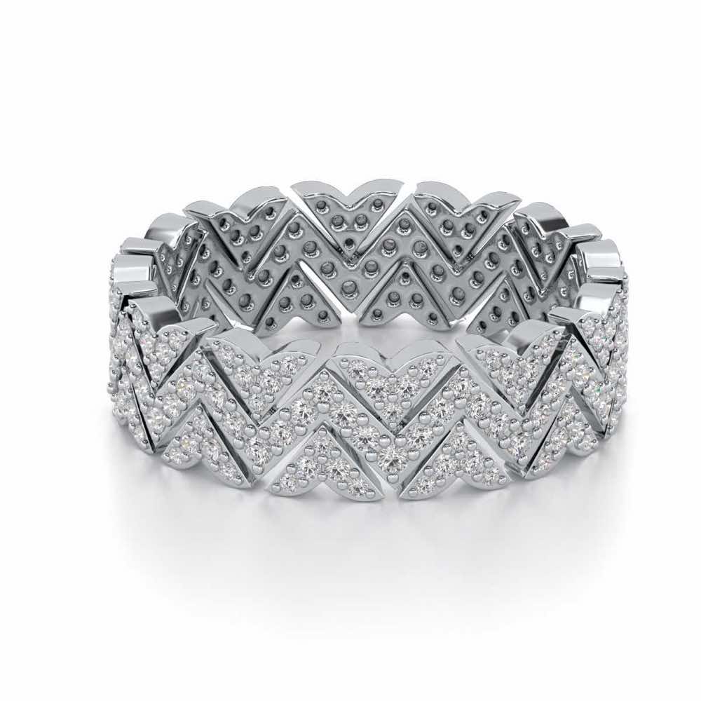 Trigon Wave Silver Band Ring - White Gold - Image 2