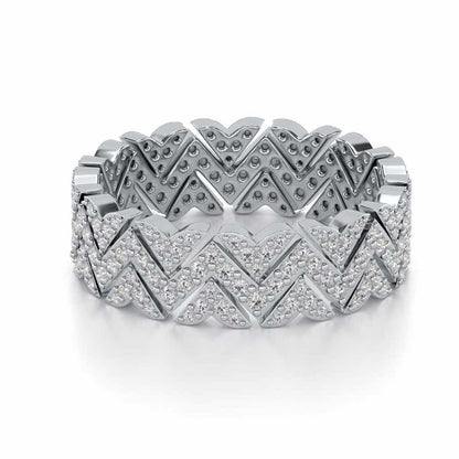 Trigon Wave Silver Band Ring - White Gold - Image 2