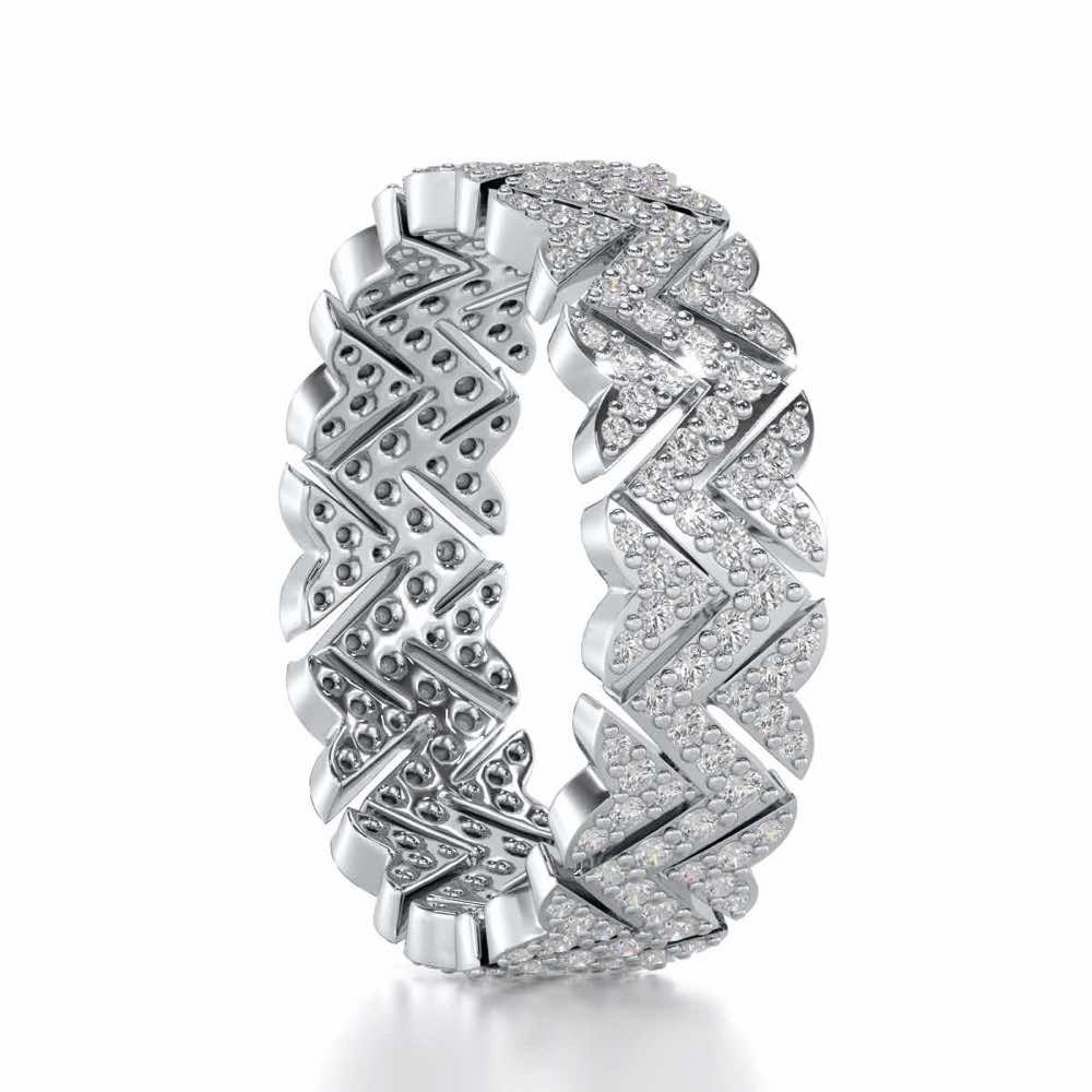 Trigon Wave Silver Band Ring - White Gold - Image 3