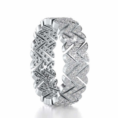 Trigon Wave Silver Band Ring - White Gold - Image 3