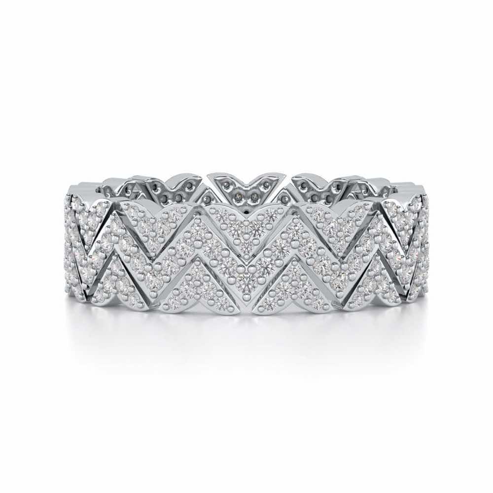 Trigon Wave Silver Band Ring - White Gold - Image 4