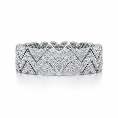 Trigon Wave Silver Band Ring - White Gold - Image 4