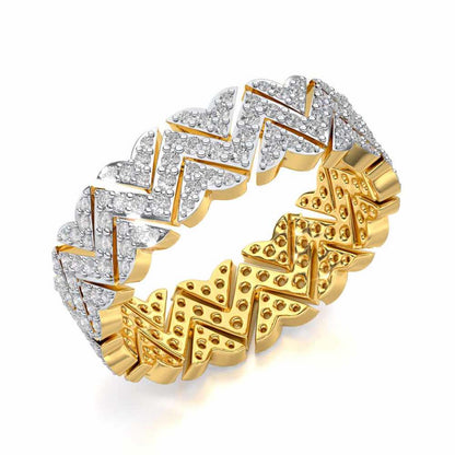 Trigon Wave Silver Band Ring - Yellow Gold - Image 1