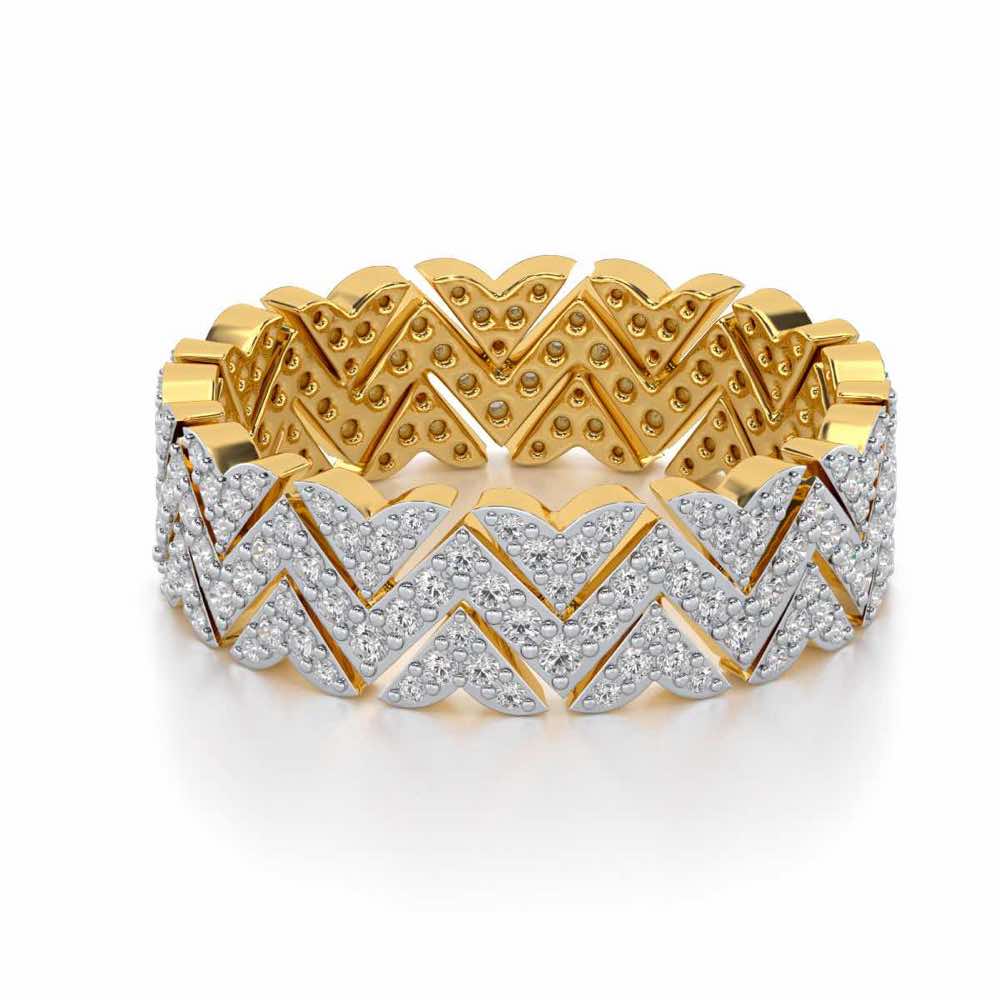 Trigon Wave Silver Band Ring - Yellow Gold - Image 2