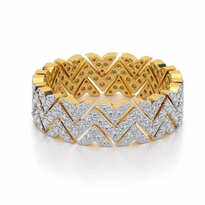 Trigon Wave Silver Band Ring - Yellow Gold - Image 2