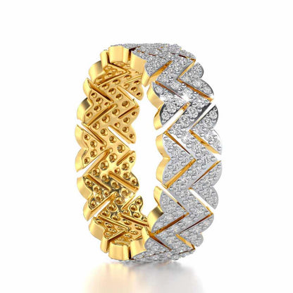 Trigon Wave Silver Band Ring - Yellow Gold - Image 3