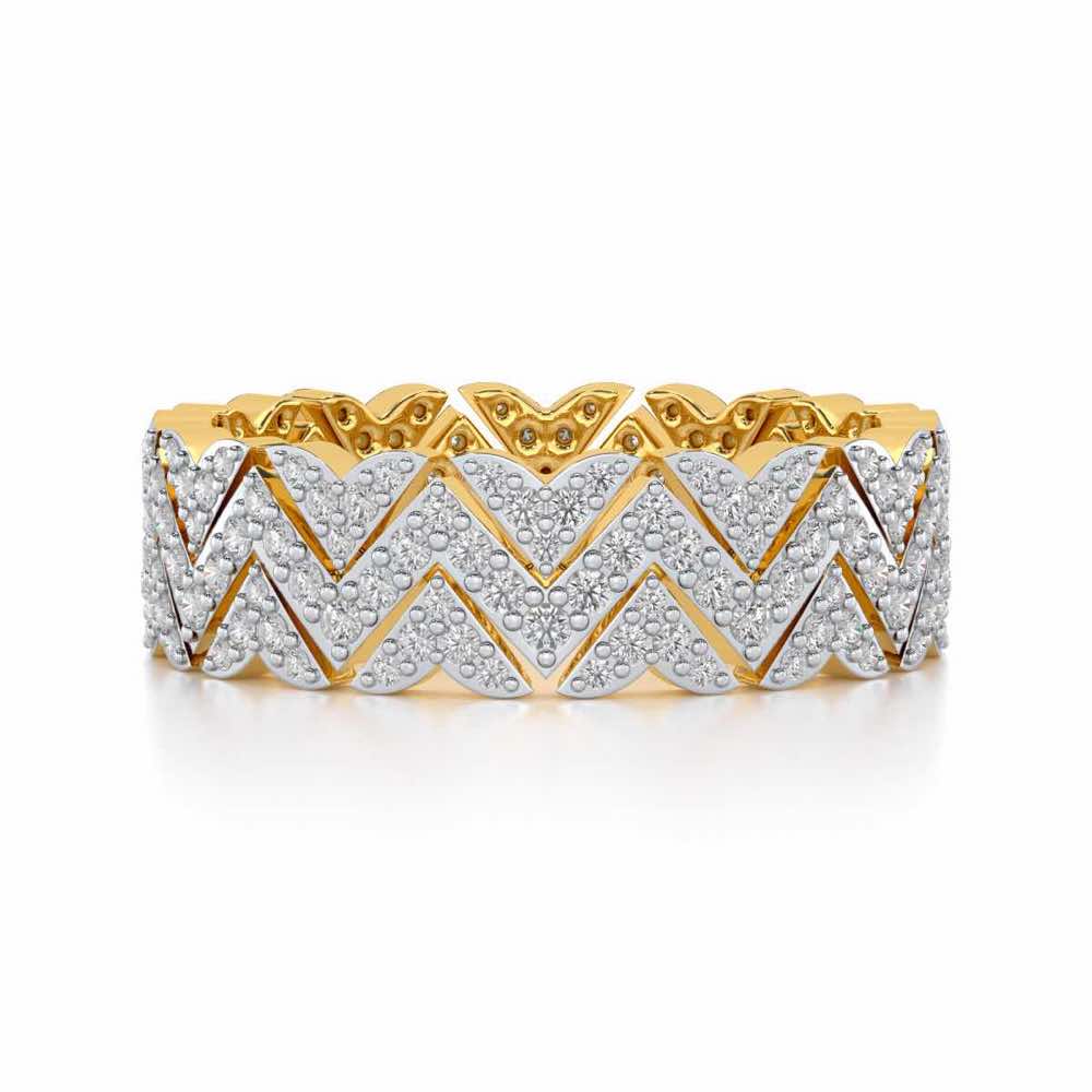 Trigon Wave Silver Band Ring - Yellow Gold - Image 4