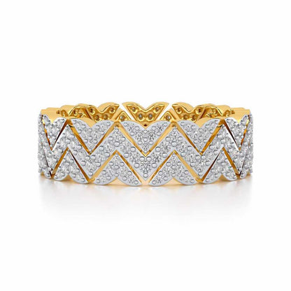 Trigon Wave Silver Band Ring - Yellow Gold - Image 4