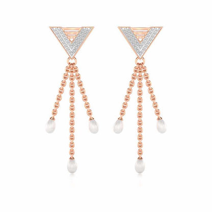 Trigona Silver Dangler Earrings - Rose Gold - Image 1