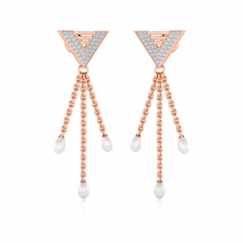 Trigona Silver Dangler Earrings - Rose Gold - Image 2