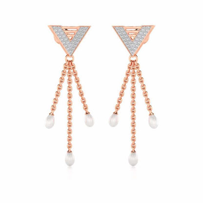 Trigona Silver Dangler Earrings - Rose Gold - Image 2