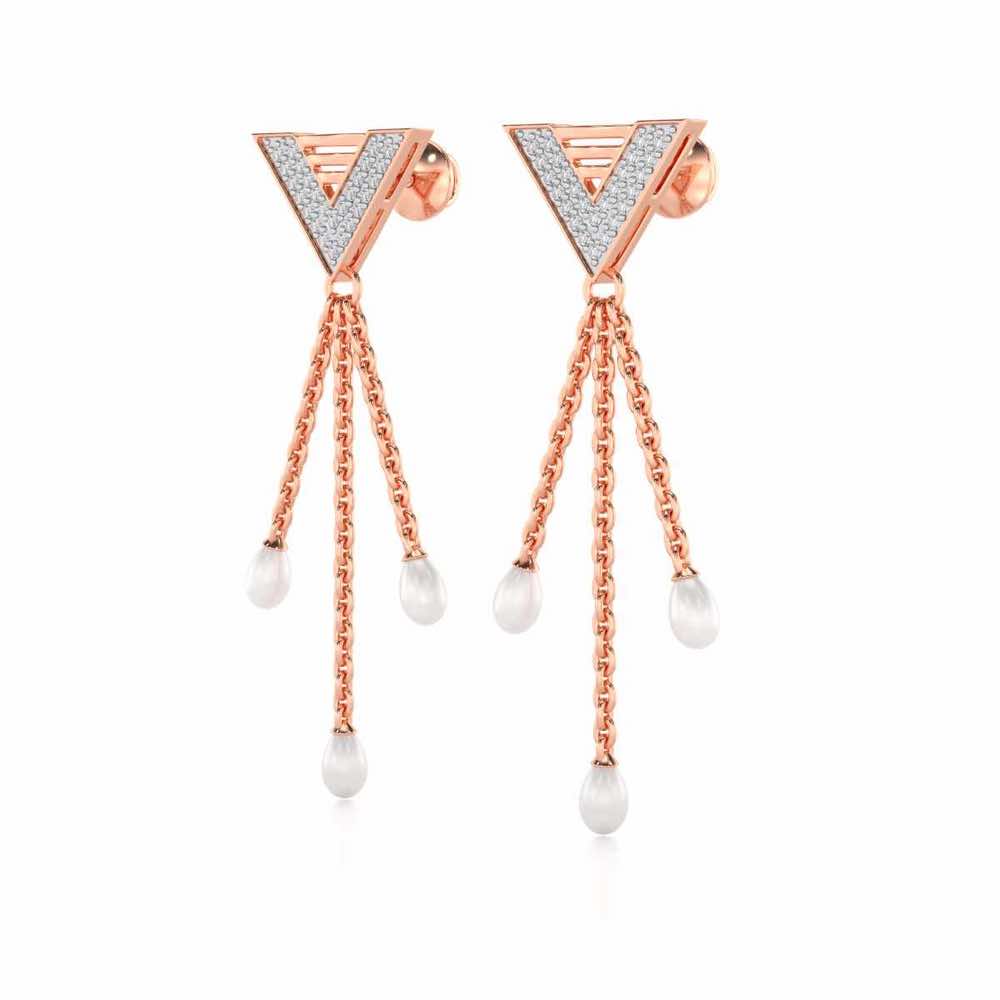 Trigona Silver Dangler Earrings - Rose Gold - Image 3