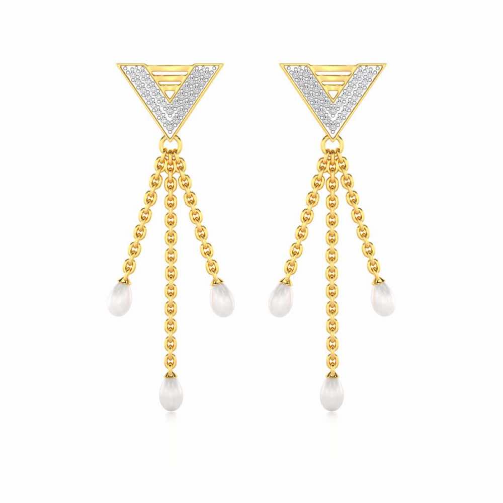 Trigona Silver Dangler Earrings - Yellow Gold - Image 1