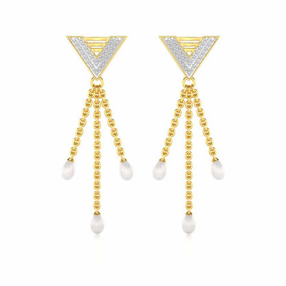 Trigona Silver Dangler Earrings - Yellow Gold - Image 1