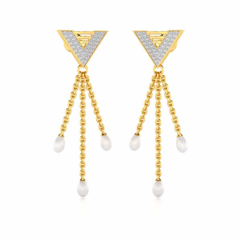 Trigona Silver Dangler Earrings - Yellow Gold - Image 2