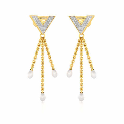 Trigona Silver Dangler Earrings - Yellow Gold - Image 2