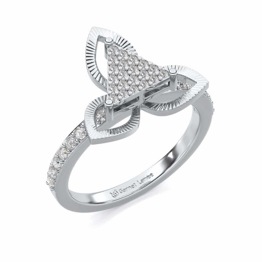 Trigona Flora Silver Ring - White Gold - Image 1