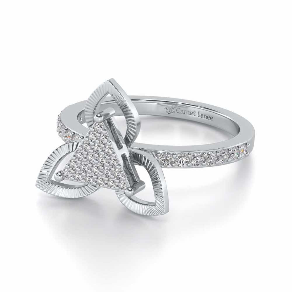 Trigona Flora Silver Ring - White Gold - Image 2