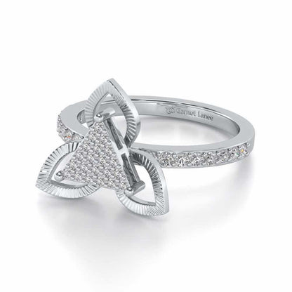 Trigona Flora Silver Ring - White Gold - Image 2